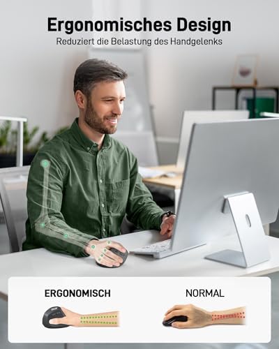 acer Ergonomische Maus Kabellos, Wiederaufladbare 2.4GHz Vertikale Maus mit 3 Einstellbaren DPI, 6 Tasten, Ergonomisch Büromaus Vertical Wireless Mouse für Windows, mac OS, Linux, Chrome OS, usw. – Bild 5