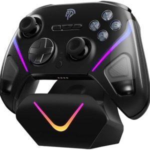 EasySMX D10 Controller PC mit Ladestation, Wireless Controller mit TMR Joystick & 2 in 1 Trigger, 1000Hz Polling Controller mit RGB für PC/Switch/Handy-Schwarz
