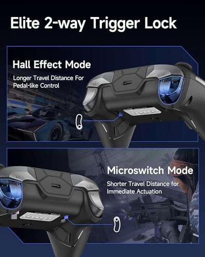 EasySMX D10 Controller PC mit Ladestation, Wireless Controller mit TMR Joystick & 2 in 1 Trigger, 1000Hz Polling Controller mit RGB für PC/Switch/Handy-Schwarz – Bild 3