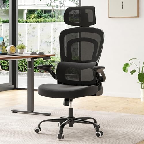 Farini Ergonomischer Stuhl Büro Computer Stuhl mit Rollen Schreibtisch für Bequemer Home Office Höhenverstellbar Chefsessel Bürostuhl mit Kopfstütze – Bild 3
