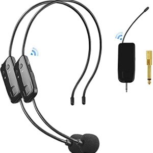 Headset Mikrofon Kabellos,Wireless UHF Mikrofon Professionell 50M Stabile Übertragung, Kopfmikrofon und Handheld 2 in 1 für Fitnesstrainer Lehrer, Singen, Verstärker, PA System