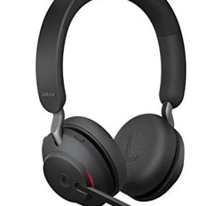 Jabra Evolve2 65 Wireless Headset – Noise Cancelling Microsoft Teams Zertifizierte Stereo Kopfhörer mit Langer Akkulaufzeit – USB-A Bluetooth Adapter – Schwarz