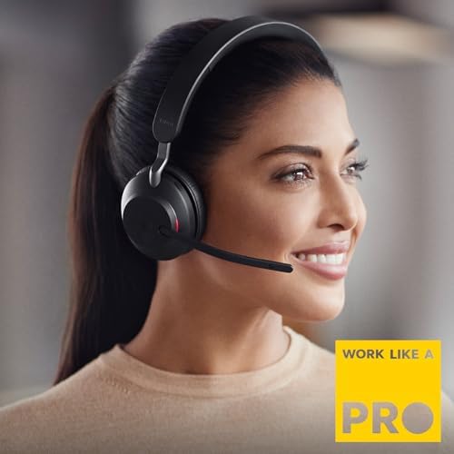 Jabra Evolve2 65 Wireless Headset – Noise Cancelling Microsoft Teams Zertifizierte Stereo Kopfhörer mit Langer Akkulaufzeit – USB-A Bluetooth Adapter – Schwarz – Bild 2