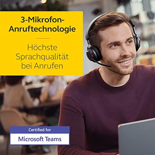 Jabra Evolve2 65 Wireless Headset – Noise Cancelling Microsoft Teams Zertifizierte Stereo Kopfhörer mit Langer Akkulaufzeit – USB-A Bluetooth Adapter – Schwarz – Bild 3