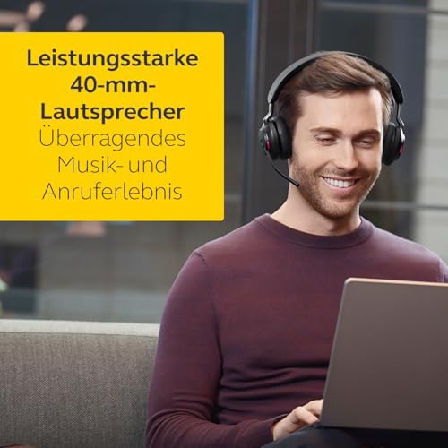 Jabra Evolve2 65 Wireless Headset – Noise Cancelling Microsoft Teams Zertifizierte Stereo Kopfhörer mit Langer Akkulaufzeit – USB-A Bluetooth Adapter – Schwarz – Bild 6