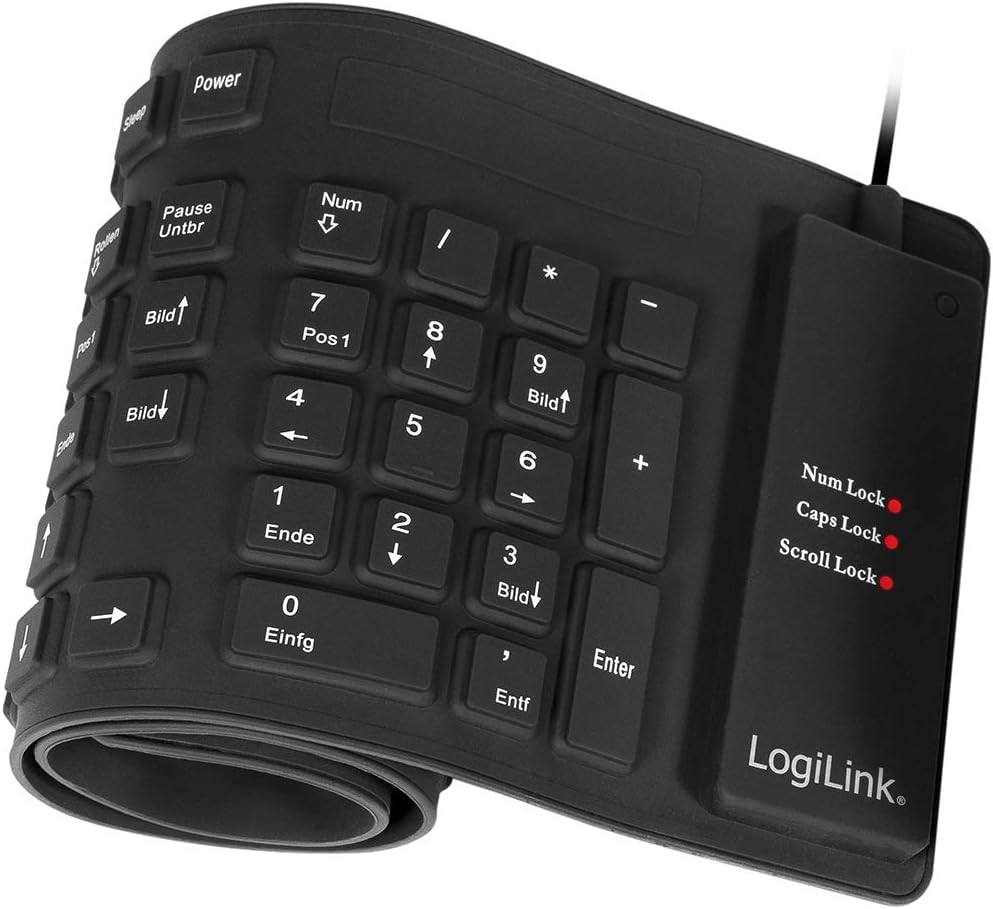LogiLink Flexible & wasserfeste Tastatur (QWERTZ) 109 Tasten, mit USB-PS/2 Adapter, Farbe: Schwarz, geeignet für Arbeitsplätze mit erhöhter Verschmutzungsgefahr – Bild 8