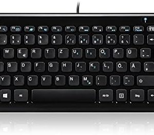 Perixx PERIBOARD-407B DE, Mini Tastatur - USB - 320x140x14mm Abmessung - Klavierlack Schwarz - QWERTZ DE Layout