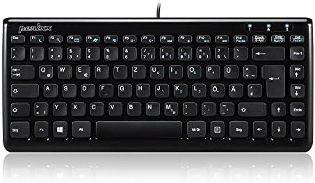 Perixx PERIBOARD-407B DE, Mini Tastatur - USB - 320x140x14mm Abmessung - Klavierlack Schwarz - QWERTZ DE Layout