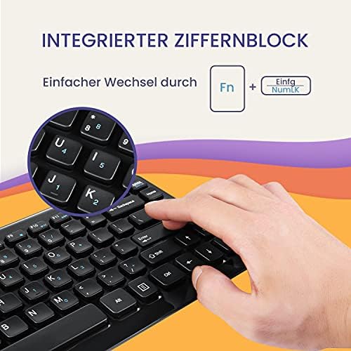 Perixx PERIBOARD-407B DE, Mini Tastatur - USB - 320x140x14mm Abmessung - Klavierlack Schwarz - QWERTZ DE Layout – Bild 4