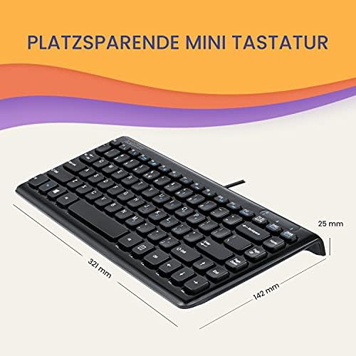 Perixx PERIBOARD-407B DE, Mini Tastatur - USB - 320x140x14mm Abmessung - Klavierlack Schwarz - QWERTZ DE Layout – Bild 5