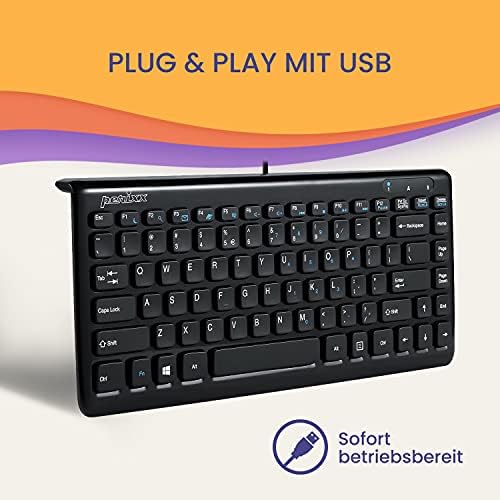 Perixx PERIBOARD-407B DE, Mini Tastatur - USB - 320x140x14mm Abmessung - Klavierlack Schwarz - QWERTZ DE Layout – Bild 7