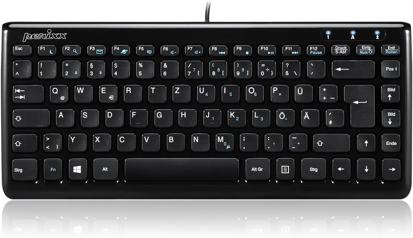 Perixx PERIBOARD-407B DE, Mini Tastatur - USB - 320x140x14mm Abmessung - Klavierlack Schwarz - QWERTZ DE Layout – Bild 8