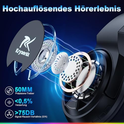 PG4 Gaming Headset Wireless für PS4, PS5, PC, Mac, Switch, 48H 2.4GHz Gaming Headset mit Noise Cancelling Mikrofon, Kabelloses Bluetooth Headset mit LED-Lichtern, Surround Sound, Rußschwarz – Bild 3