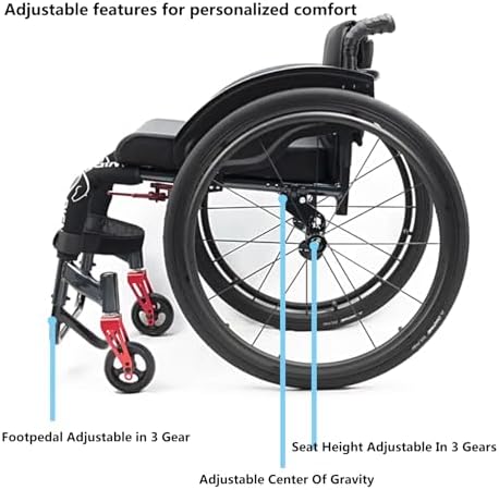 Sport-Rollstuhl, leichter Rollstuhl aus Aluminiumlegierung für Erwachsene, selbstfahrender Sport-Freizeit-Rennstuhl, tragbare Konstruktion aus Aluminiumlegierung – Bild 4