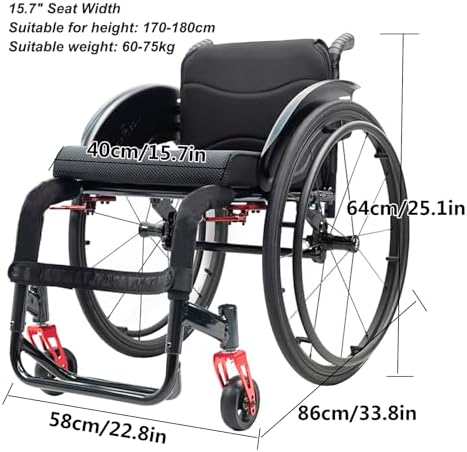 Sport-Rollstuhl, leichter Rollstuhl aus Aluminiumlegierung für Erwachsene, selbstfahrender Sport-Freizeit-Rennstuhl, tragbare Konstruktion aus Aluminiumlegierung – Bild 6