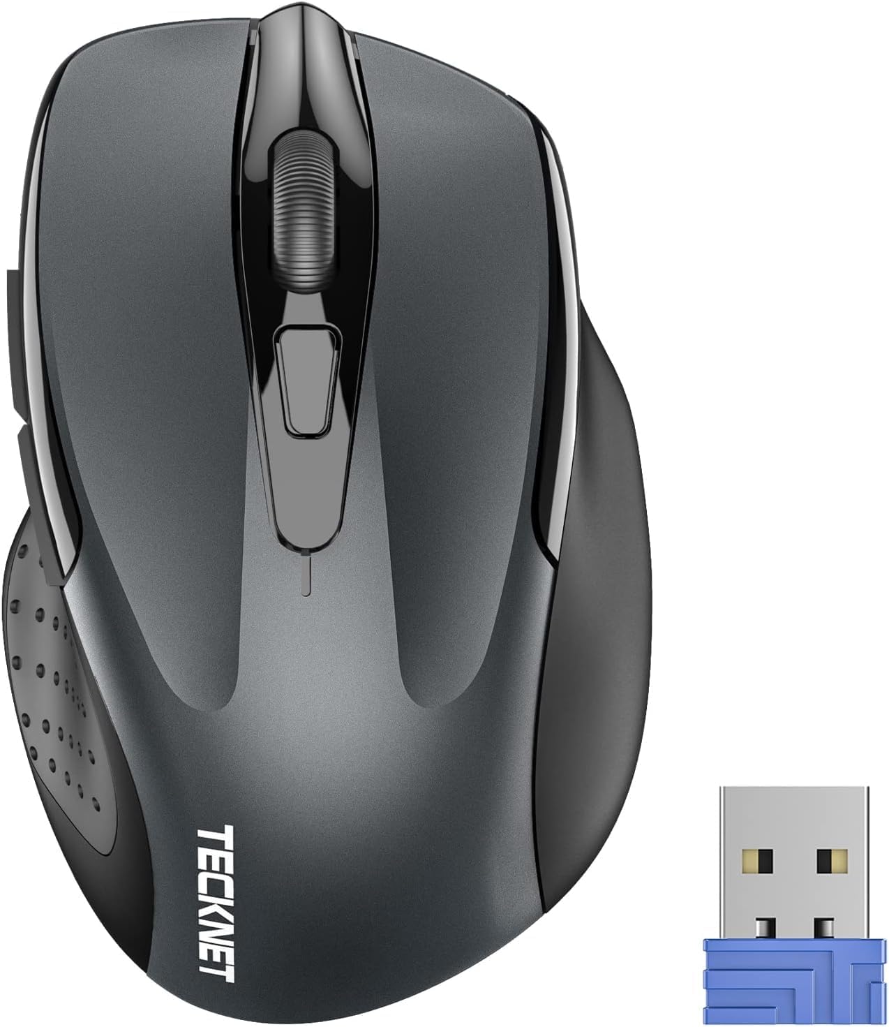 TECKNET Kabellose Maus, 2.4G Optische Funkmaus mit USB Empfänger, 2600 DPI, 24 Monate Akkulaufzei, Ergonomisches Design Wireless Mouse Kompatibel mit Laptop, PC, MacBook, Office Home, Grau – Bild 8