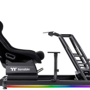Thermaltake GR500 Racing Simulator Cockpit Schwarz | Sim Racing Rig | Alu/Stahl Rahmen | Fiberglas Rennsitz | verstellbare Wheel & Pedal Plate | RGB LED | bis 120 kg
