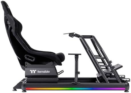 Thermaltake GR500 Racing Simulator Cockpit Schwarz | Sim Racing Rig | Alu/Stahl Rahmen | Fiberglas Rennsitz | verstellbare Wheel & Pedal Plate | RGB LED | bis 120 kg