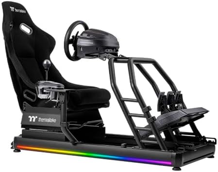 Thermaltake GR500 Racing Simulator Cockpit Schwarz | Sim Racing Rig | Alu/Stahl Rahmen | Fiberglas Rennsitz | verstellbare Wheel & Pedal Plate | RGB LED | bis 120 kg – Bild 3