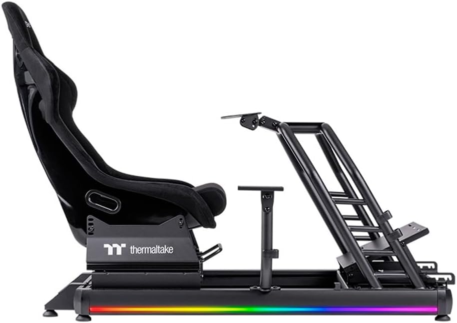 Thermaltake GR500 Racing Simulator Cockpit Schwarz | Sim Racing Rig | Alu/Stahl Rahmen | Fiberglas Rennsitz | verstellbare Wheel & Pedal Plate | RGB LED | bis 120 kg – Bild 6