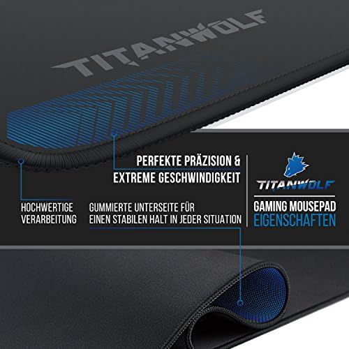 TITANWOLF XXL Speed Gaming Mauspad - 900 x 400mm - XXL Mousepad - Tischunterlage mit Titanwolf-Motiv - verbessert Präzision und Geschwindigkeit - Stabiler Halt auf glatten Oberflächen – Bild 3