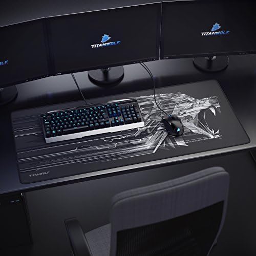 TITANWOLF XXL Speed Gaming Mauspad - 900 x 400mm - XXL Mousepad - Tischunterlage mit Titanwolf-Motiv - verbessert Präzision und Geschwindigkeit - Stabiler Halt auf glatten Oberflächen – Bild 6