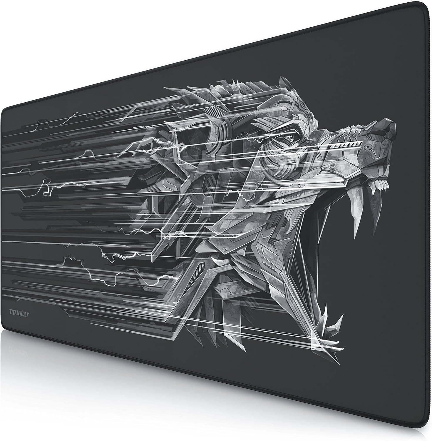 TITANWOLF XXL Speed Gaming Mauspad - 900 x 400mm - XXL Mousepad - Tischunterlage mit Titanwolf-Motiv - verbessert Präzision und Geschwindigkeit - Stabiler Halt auf glatten Oberflächen – Bild 8